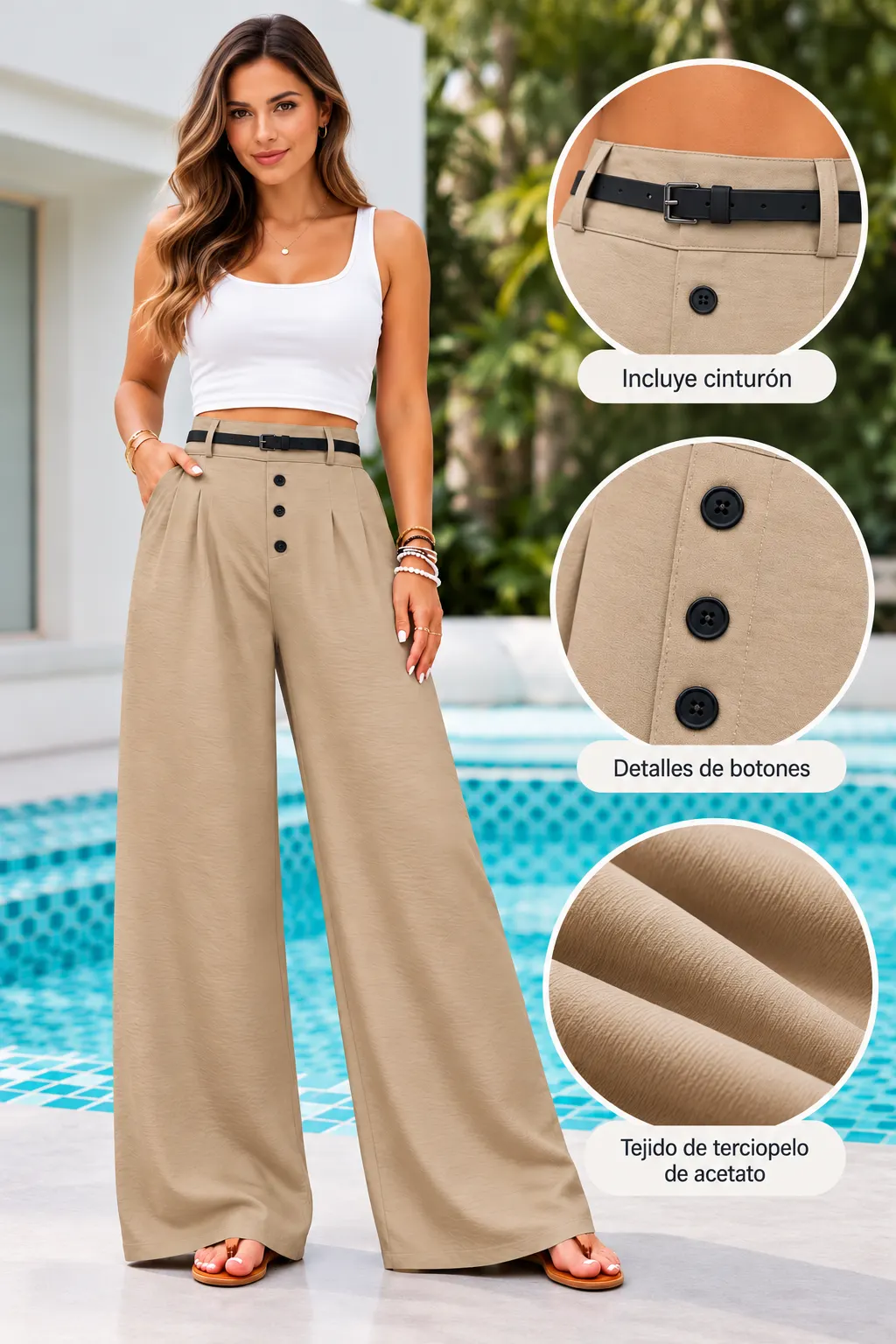 Pantalón Palazzo con Cinturon